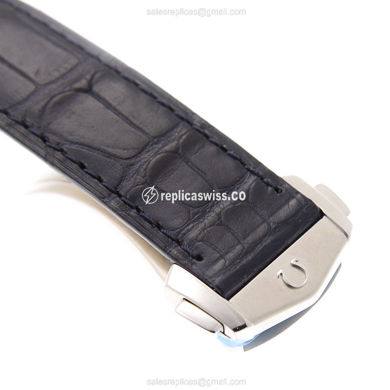Omega Constellation Replica - Automatic - Blue Steel Case - Sapphire Crystal - Blue Alligator Strap - View 4