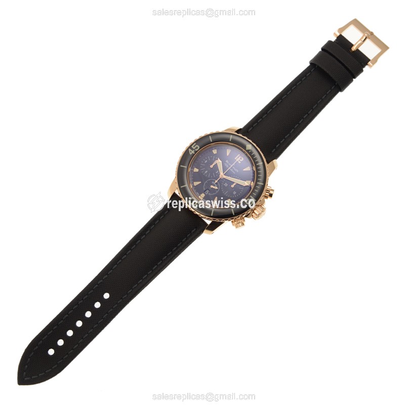 Blancpain 5085F-3630-52A Replica - Automatic - 18kt Rose Gold - Black Dial - Alligator Black Buckle - View 2