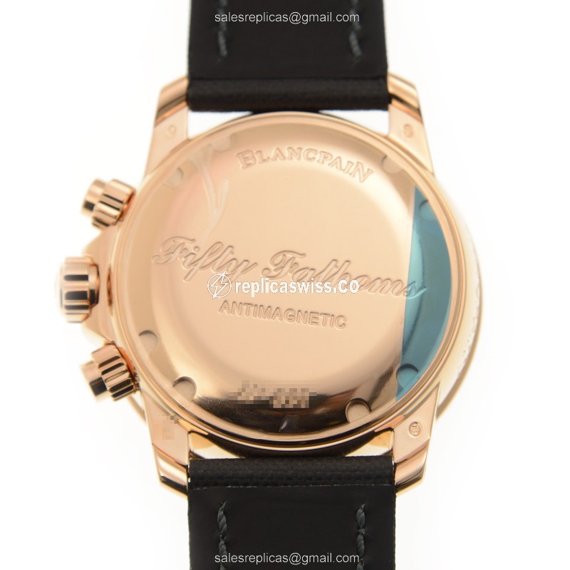 Blancpain 5085F-3630-52A Replica - Automatic - 18kt Rose Gold - Black Dial - Alligator Black Buckle - View 3