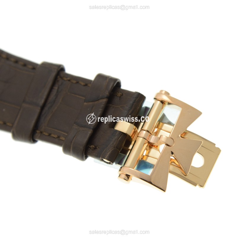 Vacheron Constantin 4500V/000R-B127 Replica - Automatic - Rose Gold - Silver Dial - Brown Alligator Strap - View 4