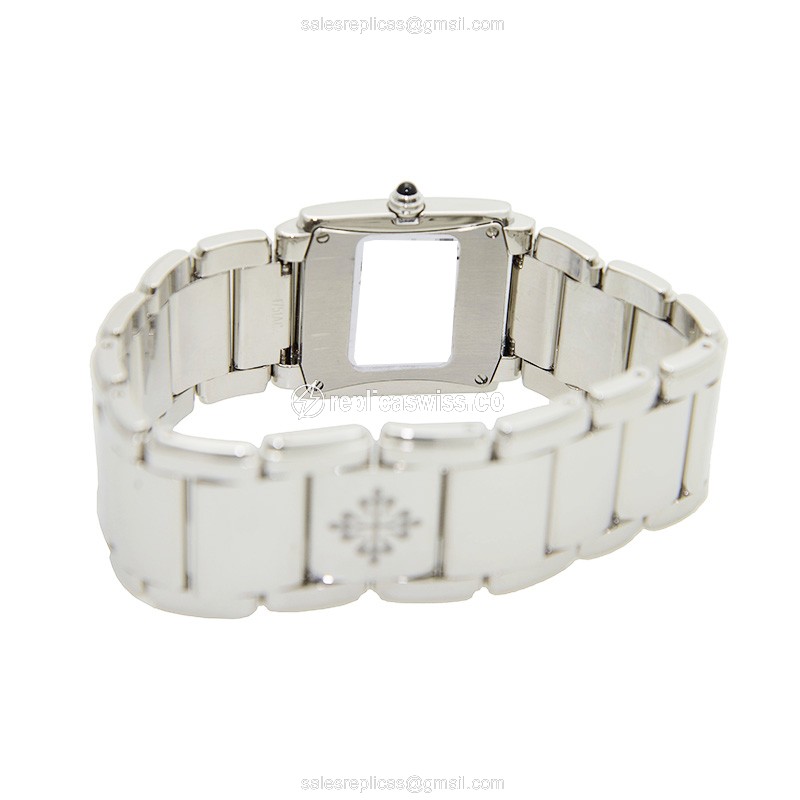 Patek Philippe TWENTY-4 Quartz Replica - Blue Dial, Diamonds, Silver Clasp & Steel Band - View 4
