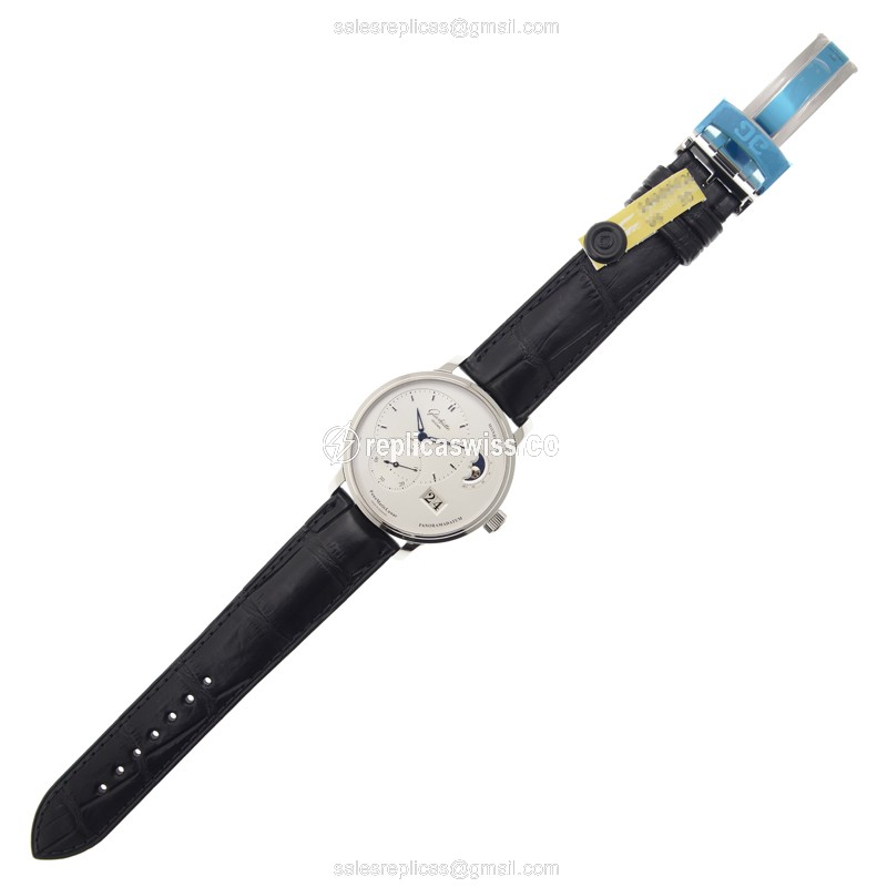 Glashutte PANO Automatic - Stainless Steel - Silver Dial - Black Alligator Strap - View 2
