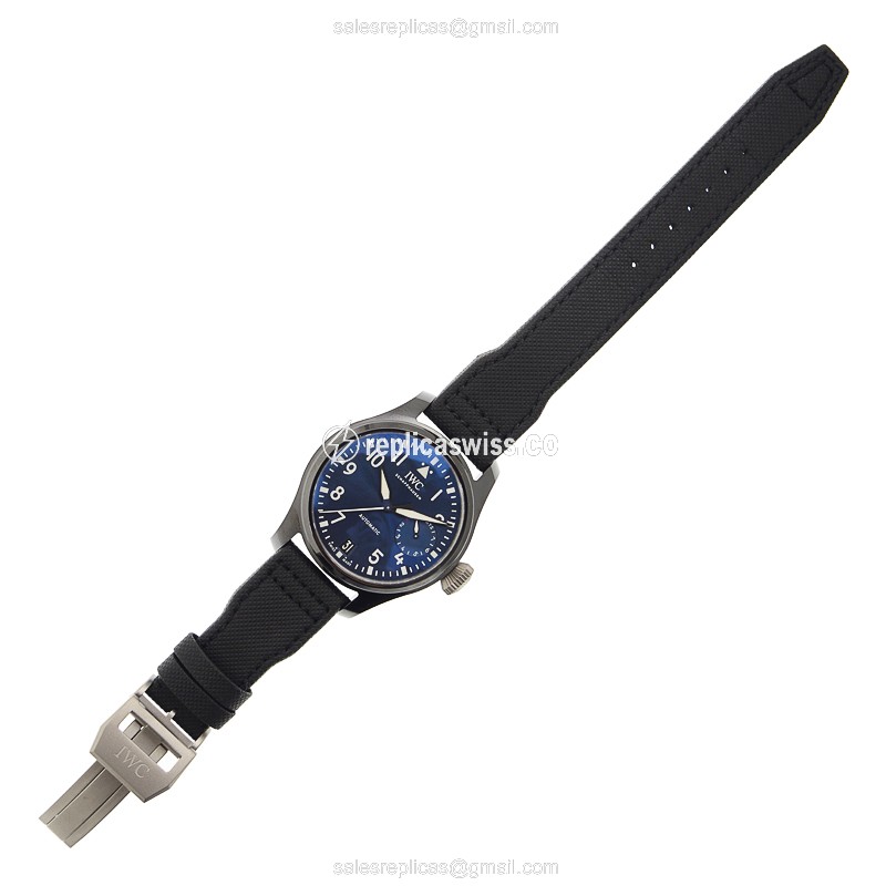 IWC IW502003 PILOTS Replica - Automatic - Ceramics Blue - Black Cowhide Strap - View 2