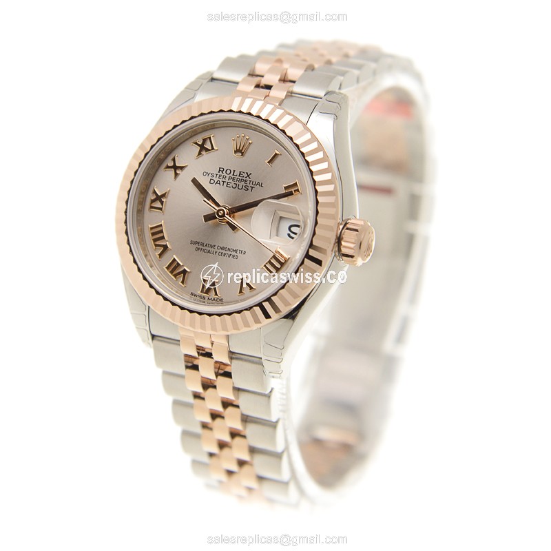 Rolex Datejust Replica - 18kt Rose Gold & Steel - Automatic - Pink Dial - View 3