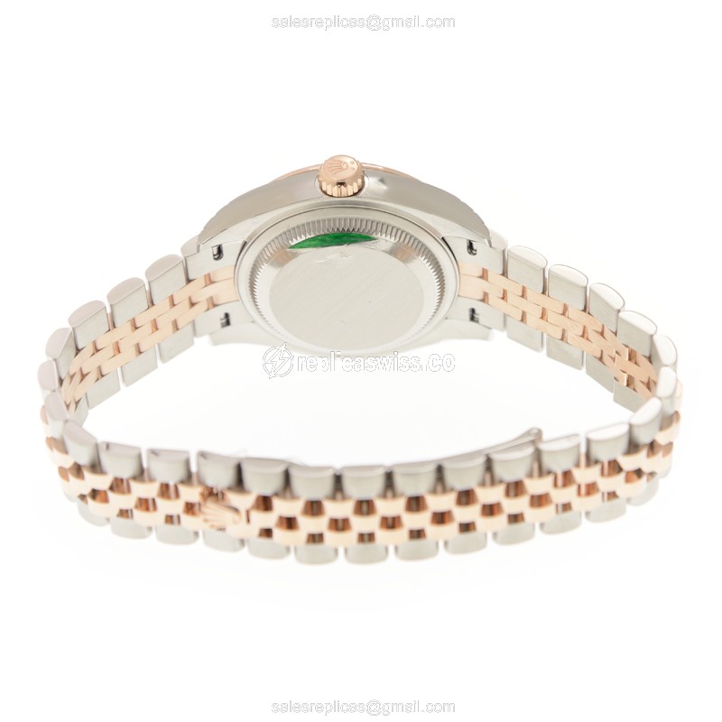 Rolex Datejust Replica - Automatic - 18kt Rose Gold Case - Brown Dial on Gold Steel Strap - View 4