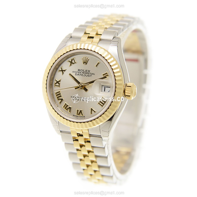 Rolex Datejust Lady Replica - Automatic - Gold & Steel Case - Silver Dial - View 3