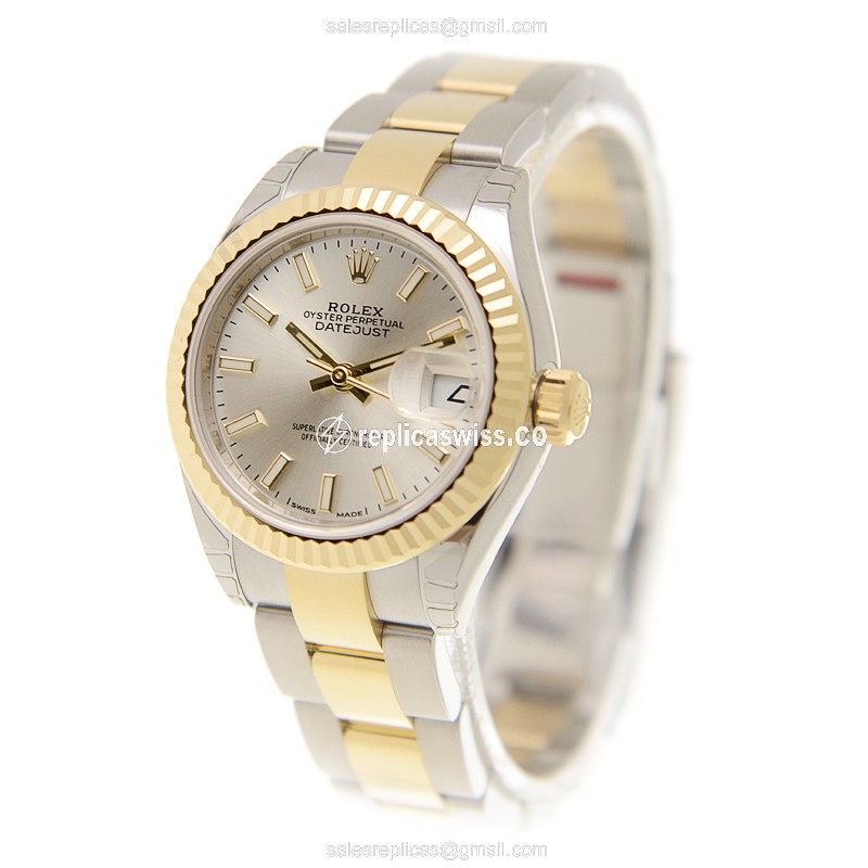 Rolex Datejust Replica - Automatic - 18kt Gold & Steel Case - Silver Dial - View 3