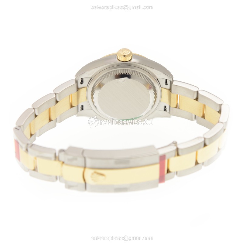 Rolex Lady Datejust Replica - Automatic, 18kt Gold & Steel Case, Silver Dial - View 4