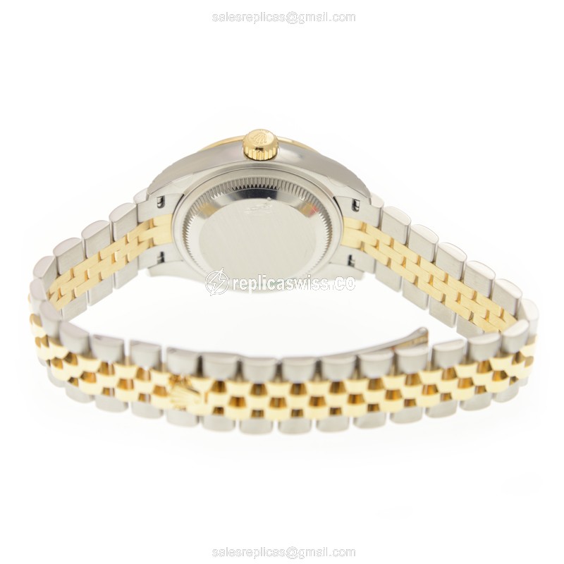 Rolex Lady Datejust Replica - Automatic - 18kt Gold & Diamond - White Dial - Gold Strap - View 4