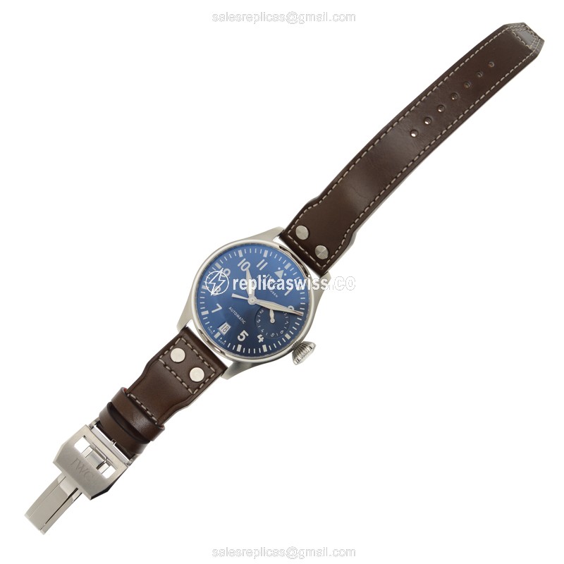 IWC IW500916 PILOTS Replica - Automatic - Steel Case - Blue Dial - Brown Cowhide Strap - View 2