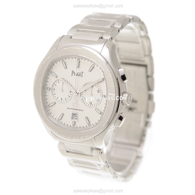 Piaget Polo Automatic - White Dial - Steel Case - Silver Steel Strap - View 3