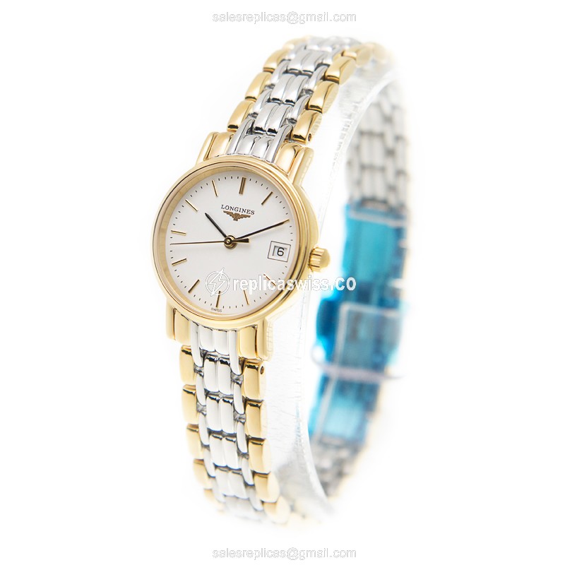 Longines Presence Replica - Quartz - Gold Plated - White Dial | Gold Strap - View 3