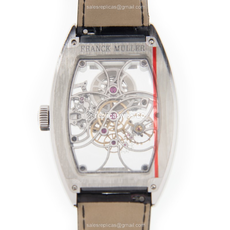 Franck Muller 8880 B S6 SQT D AC GENEVE Automatic - Skull Dial - Diamonds - Buckle Clasp - Black Alligator Strap - View 3