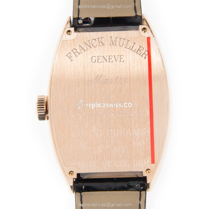 Franck Muller Replica - CINTREE CURVEX - Automatic - 18kt Rose Gold - White Dial - Black Alligator Buckle - View 3