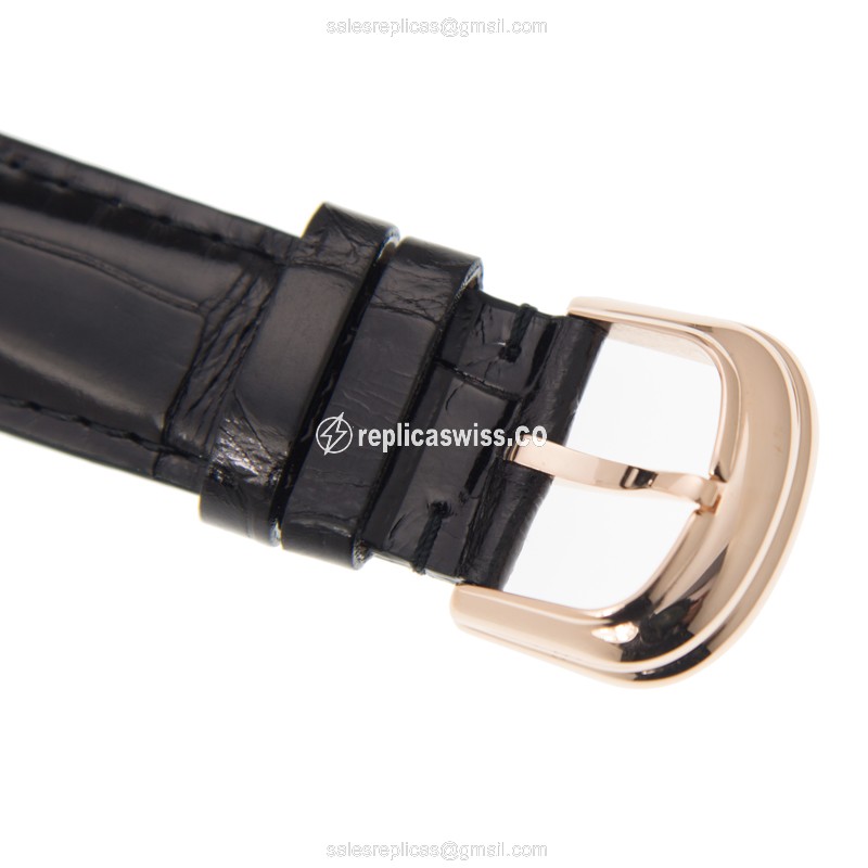 Franck Muller Replica - CINTREE CURVEX - Automatic - 18kt Rose Gold - White Dial - Black Alligator Buckle - View 4