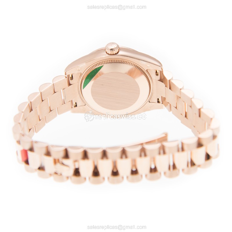 Rolex Lady Datejust Replica - Automatic - 18kt Gold - Brown Dial - Gold Strap - View 4