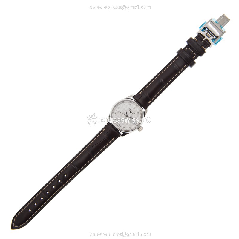 Longines L2.128.4.77.3 Replica - Automatic - Steel Case - Gold Dial on Brown Alligator Strap - View 2