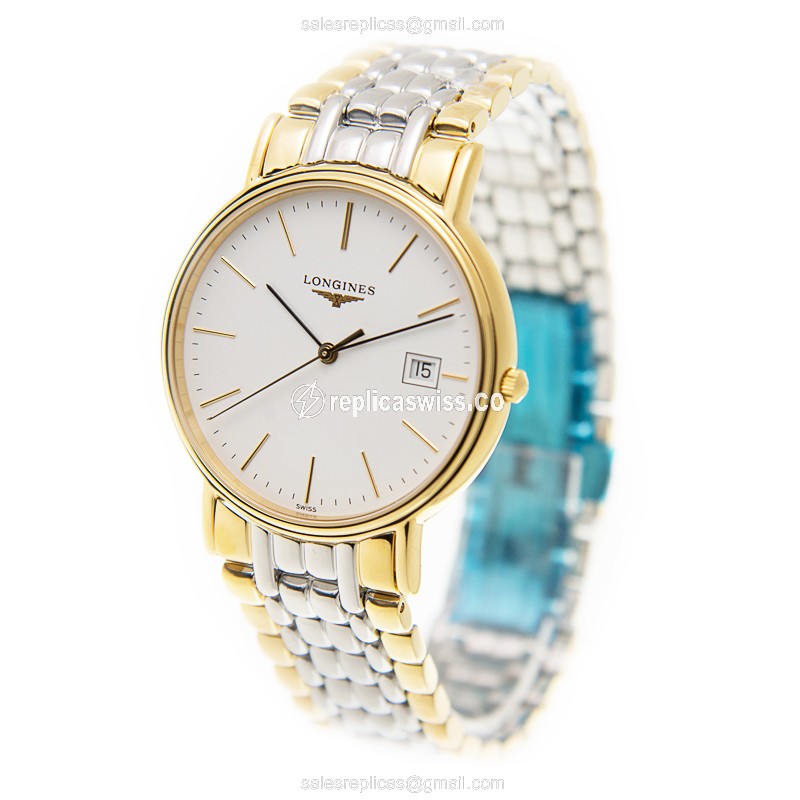 Longines Presence Replica - Quartz - Gold-Plated Case - White Dial - View 3