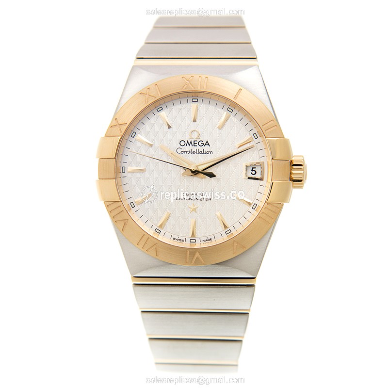 Omega Constellation Replica - Automatic - 18kt Gold & Steel - White Dial - Gold Clasp - View 2