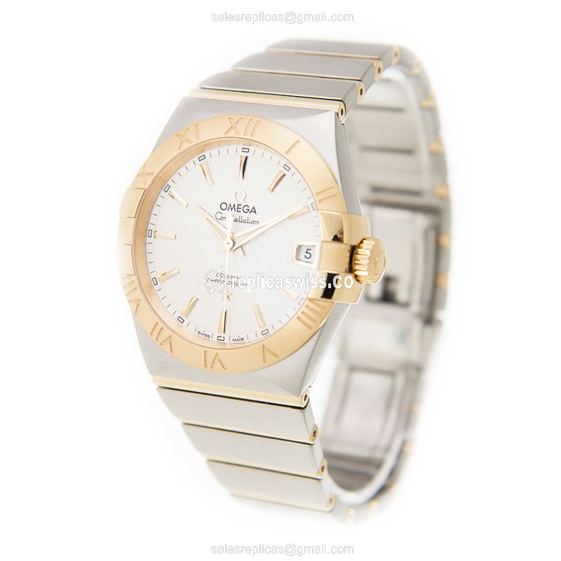 Omega Constellation Replica - Automatic - 18kt Gold & Steel - White Dial - Gold Clasp - View 3
