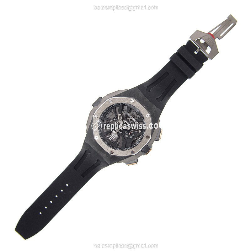 Audemars Piguet Royal Oak Replica - Manual - Carbon Case - Black Dial - Rubber Strap - View 2