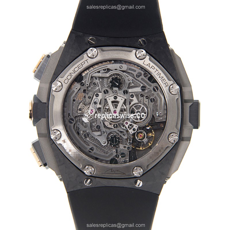 Audemars Piguet Royal Oak Replica - Manual - Carbon Case - Black Dial - Rubber Strap - View 3