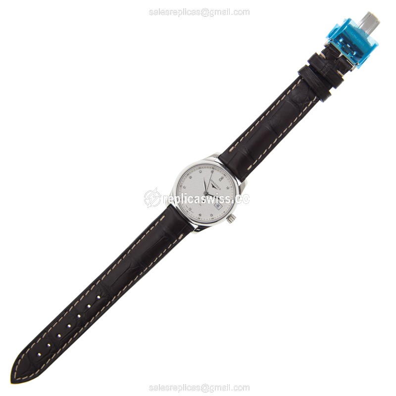 Longines Master Replica - Automatic - Stainless Steel - White Dial, Brown Alligator Strap - View 2