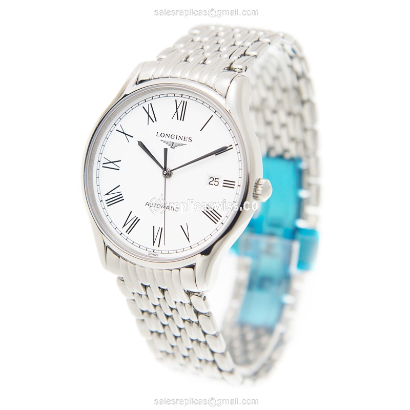Longines Lyre Replica - Automatic - Steel Case - White Dial - Silver Steel Band - View 3