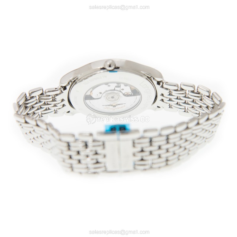 Longines Lyre Replica - Automatic - Steel Case - White Dial - Silver Steel Band - View 4