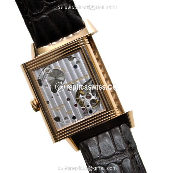 Jaeger-Lecoultre Q3732420 REVERSO - Manual Wind - 18kt Rose Gold - White Dial - Alligator Brown Strap - View 4