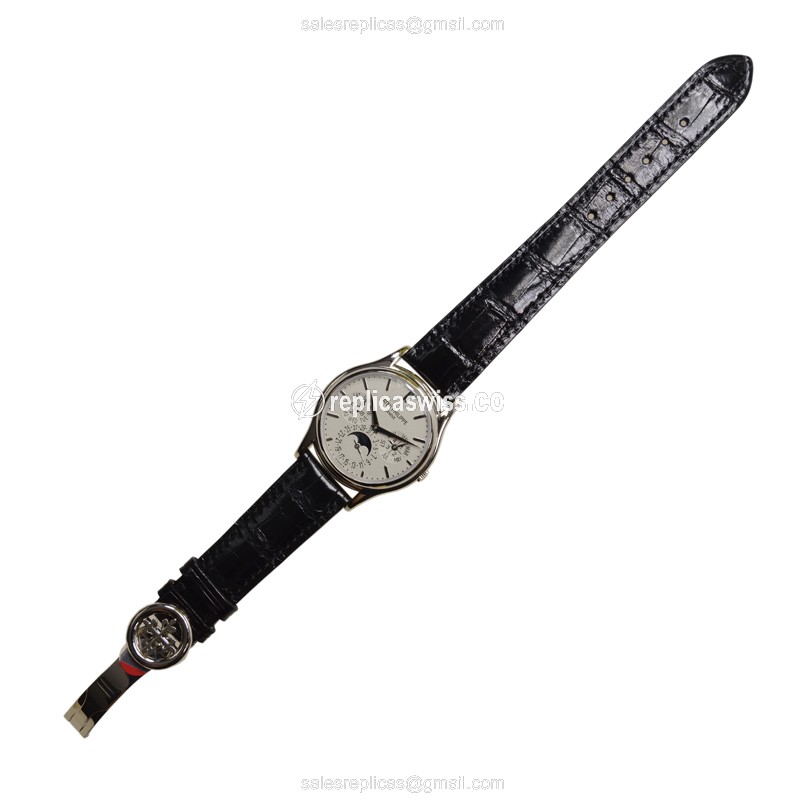 Patek Philippe 5140G-001 Grand Complications - Auto - 18kt White Gold - White Dial - Black Alligator Strap - View 2