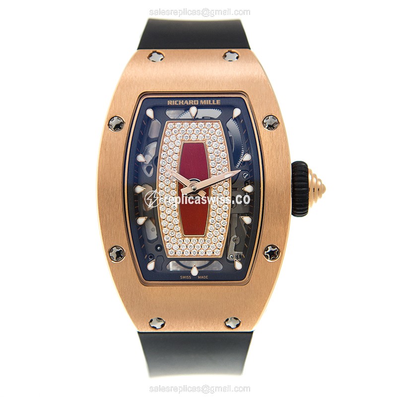 Richard Mille RM07-RG-DIA-RED - Auto 18kt Rose Gold - Red Dial - Black Rubber Strap - View 2
