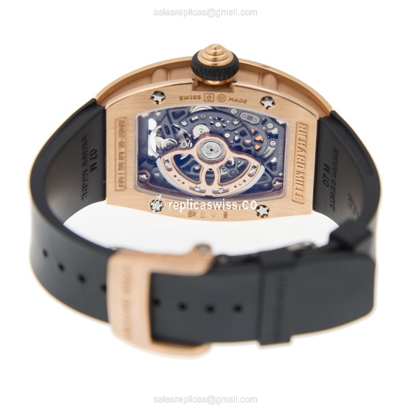 Richard Mille RM07-RG-DIA-RED - Auto 18kt Rose Gold - Red Dial - Black Rubber Strap - View 4