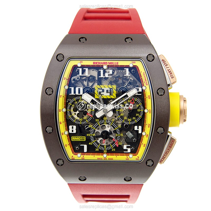 Richard Mille RM11-BADMINTON - Automatic - Titanium Case - Silver Dial - Red Rubber Strap - View 2