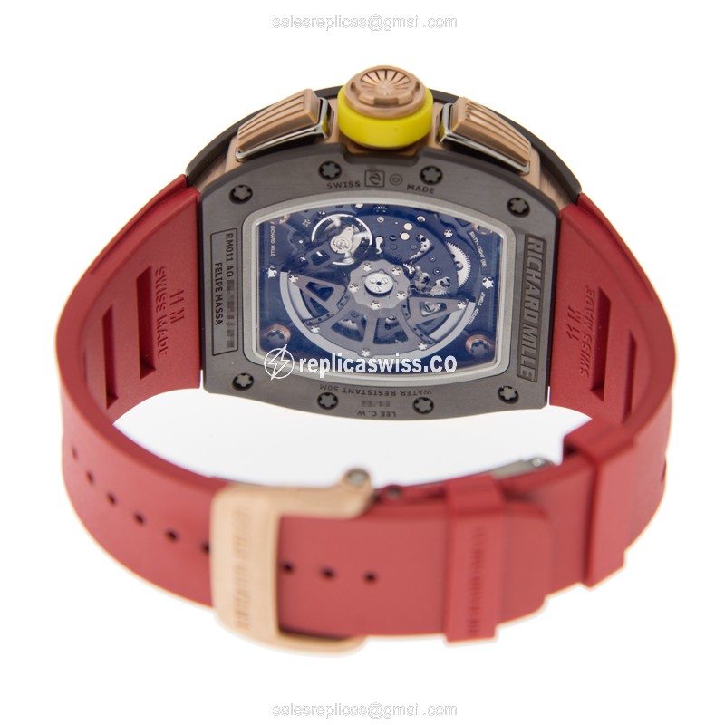 Richard Mille RM11-BADMINTON - Automatic - Titanium Case - Silver Dial - Red Rubber Strap - View 4