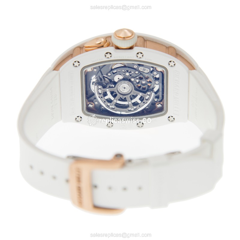Richard Mille RM37 Ceramic Jasper - Diamond Red Dial - Automatic - White Rubber Strap - View 4