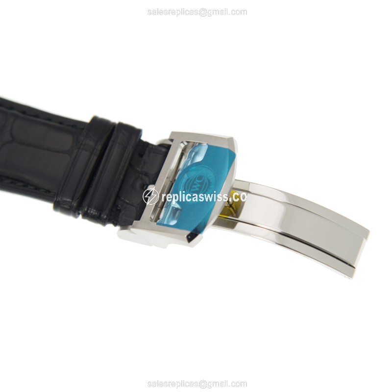 IWC Portuguese Replica - Automatic - Stainless Steel - Blue Dial - Black Alligator Strap - View 4