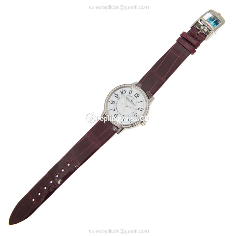 Jaeger-Lecoultre Q3563430 Rendez-Vous Replica - Auto - 18kt White Gold - Diamond - White Dial - Black Alligator Strap - View 2