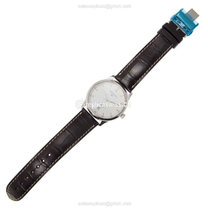 Longines L2.628.4.77.3 Replica - Automatic - Steel Case - White Dial, Brown Alligator Strap - View 2