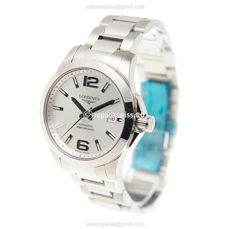 Longines CONQUEST Replica - Automatic - Silver Dial - Steel Case - View 3
