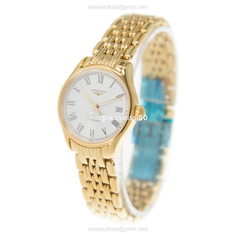 Longines Lyre Replica - Automatic - Gold-Plated Case - White Dial - View 3