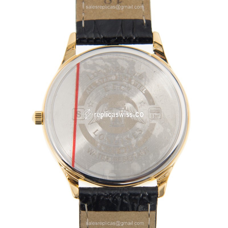 Longines Lyre Replica - Quartz - Gold-Plated & Steel - White Dial - Black Alligator Strap - View 3