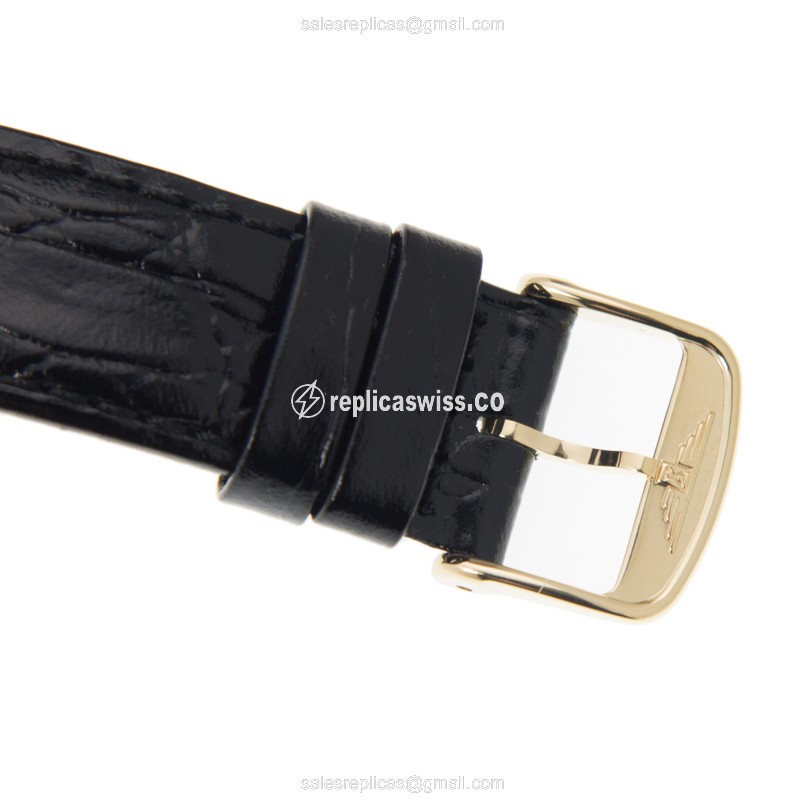 Longines Lyre Replica - Quartz - Gold-Plated & Steel - White Dial - Black Alligator Strap - View 4
