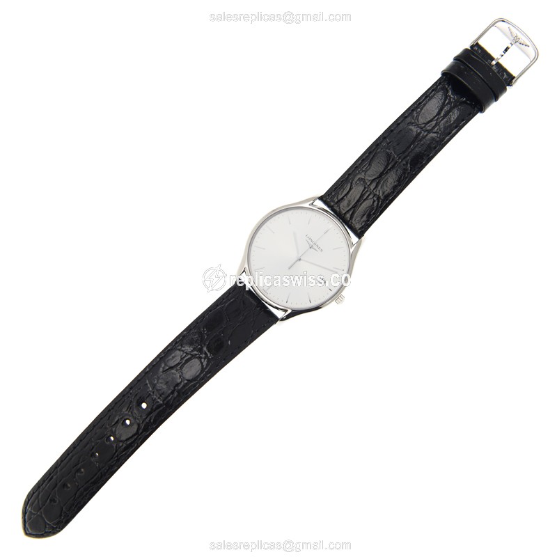Longines Lyre Quartz - Stainless Steel Case, White Dial - Black Alligator Strap - View 2