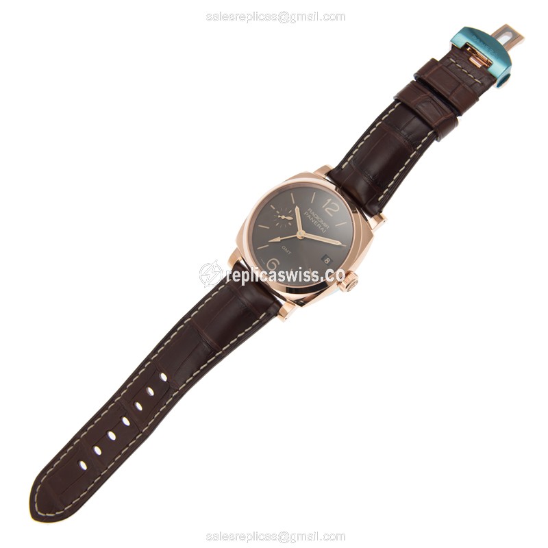 Panerai PAM00570 RADIOMIR - Automatic 18kt Gold - Brown Dial - Alligator Brown Strap - View 2