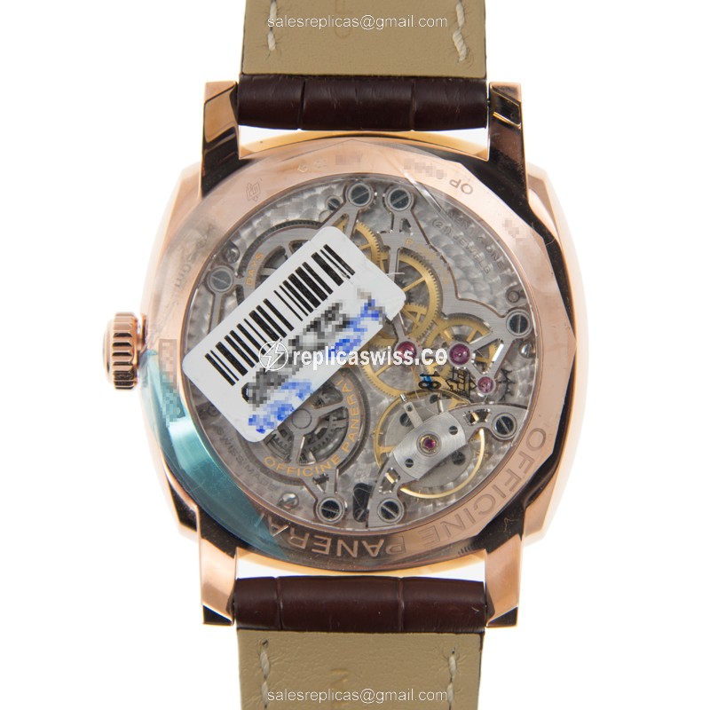 Panerai PAM00570 RADIOMIR - Automatic 18kt Gold - Brown Dial - Alligator Brown Strap - View 3