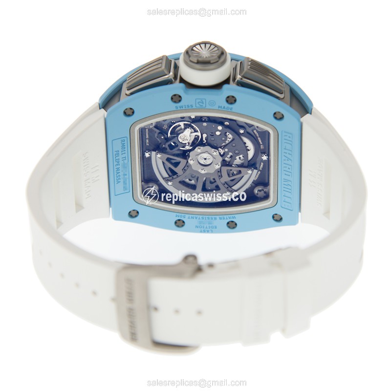 Richard Mille RM11 Replica - Automatic Ceramic - Silver Dial - White Rubber Strap - View 4