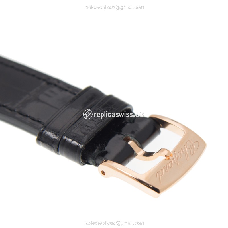 Chopard Happy Sport 274808 5008 - Auto 18kt Rose Gold - White Dial - Black Alligator Buckle - View 4