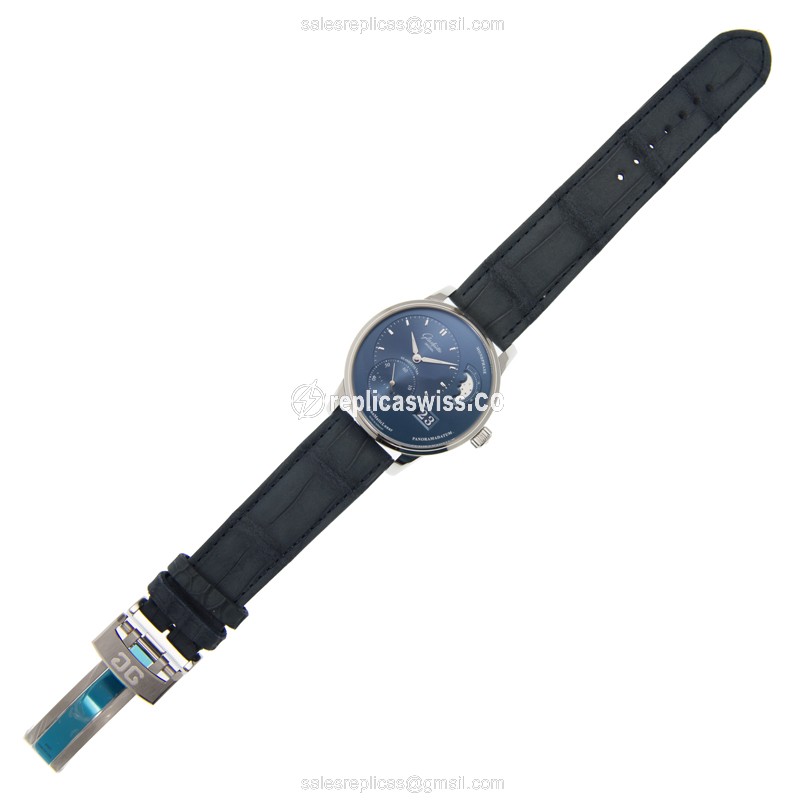 Glashutte 1-90-02-46-32-30 PANO - Automatic - Steel - Blue Dial - Blue Alligator Strap - View 2