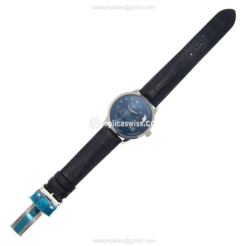 Glashutte PANO Automatic - Steel Case - Blue Dial - Alligator Blue Strap - View 2